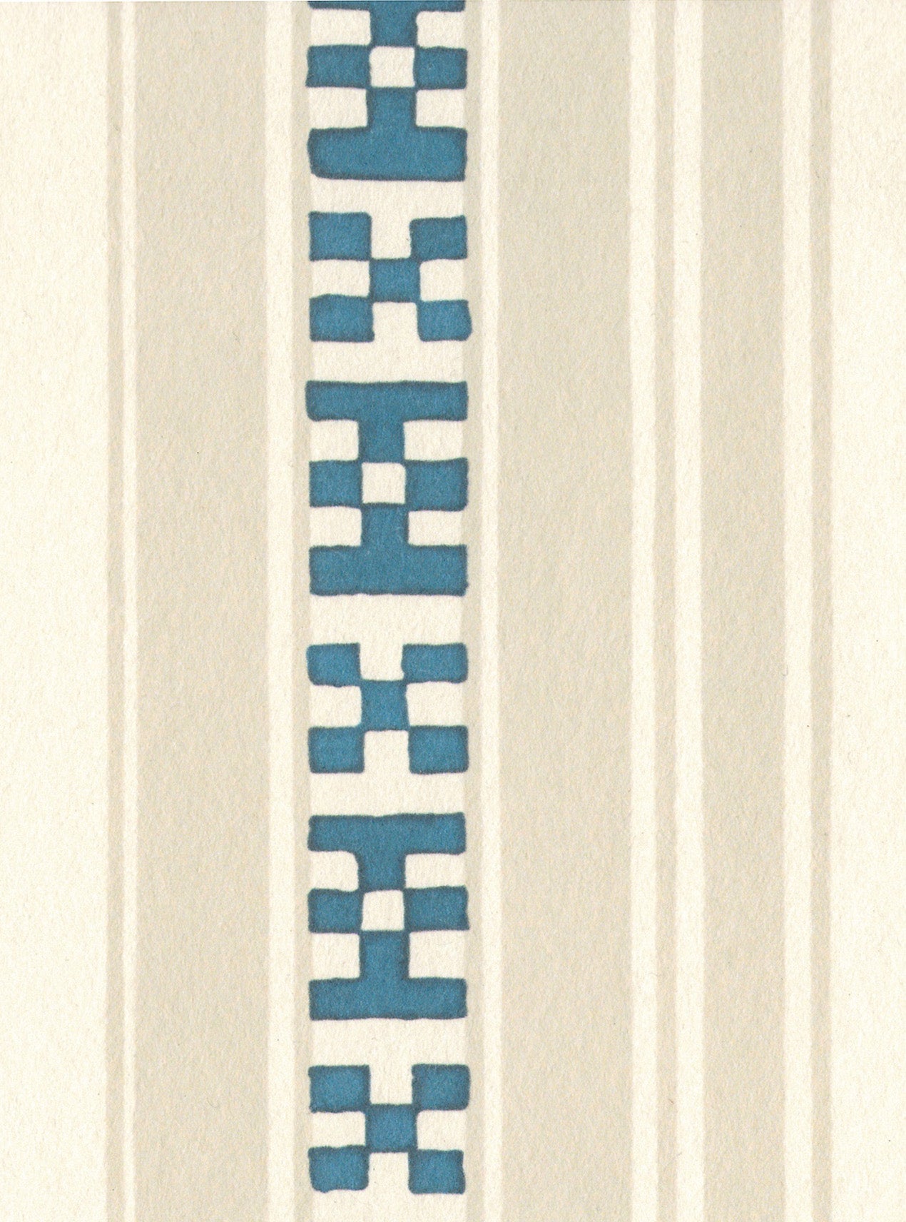 Decors Barbares-Rayures Broderies in Blue and Beige