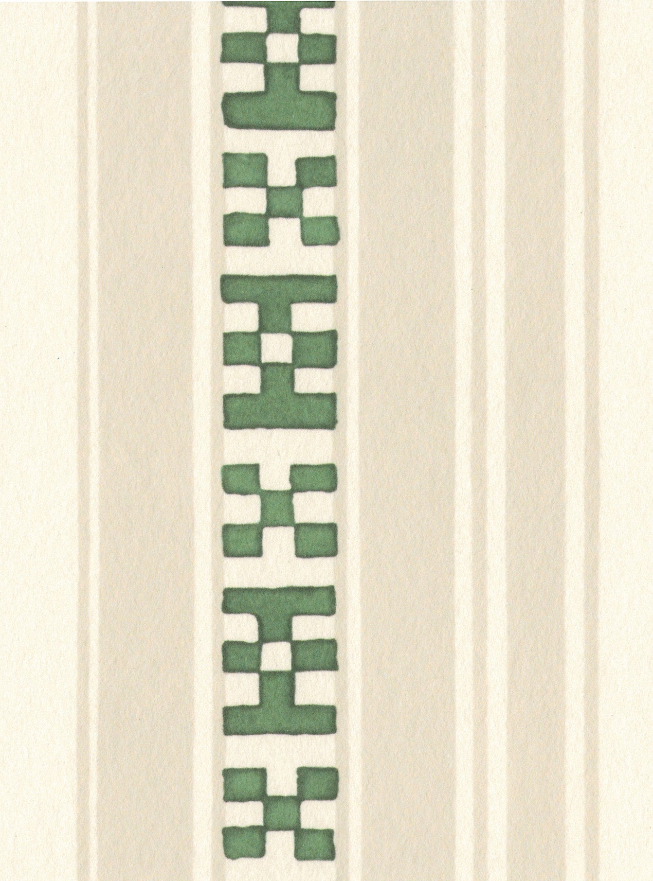 Decors Barbares-Rayures Broderies in Green and Beige