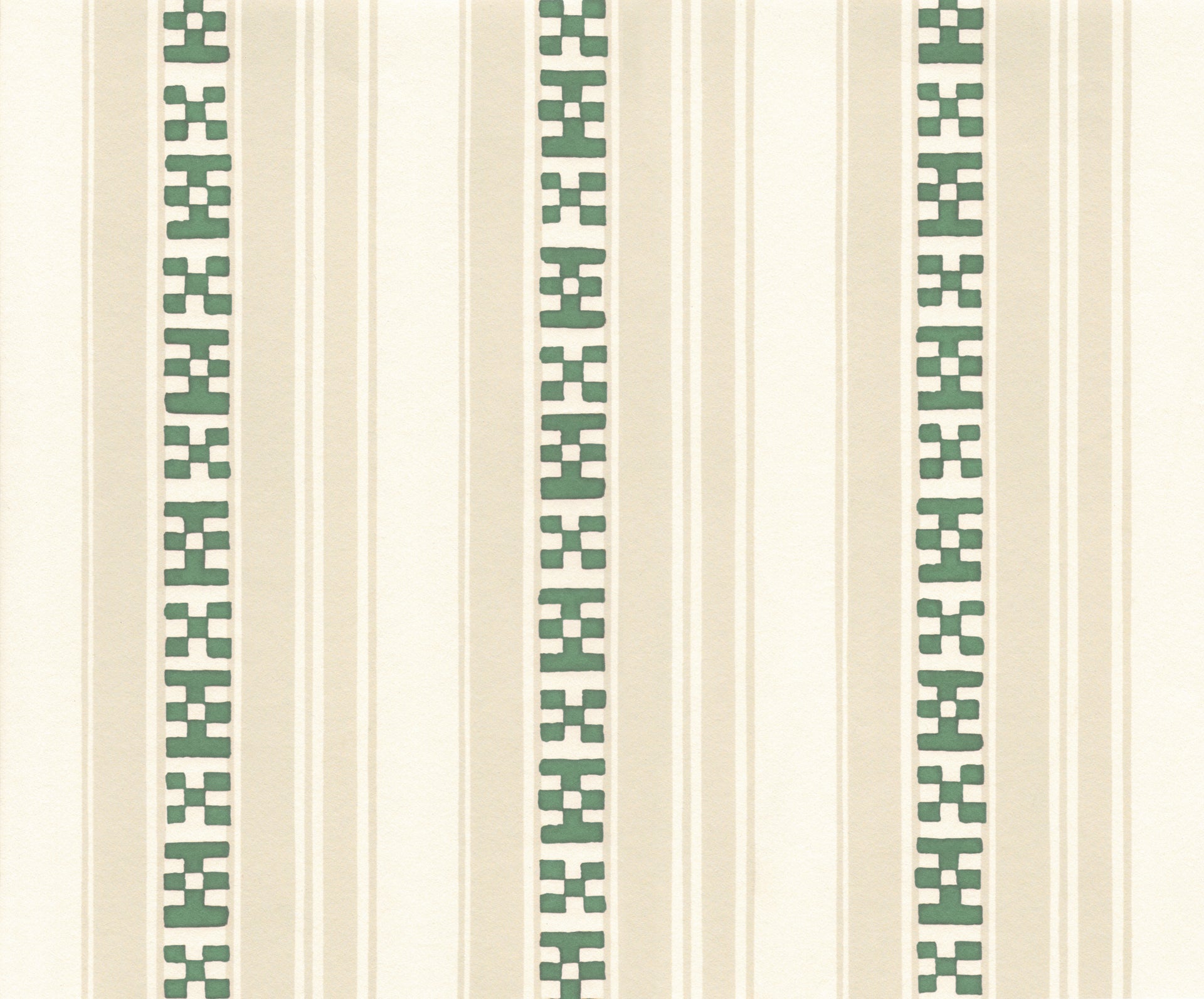 Decors Barbares-Rayures Broderies in Green and Beige