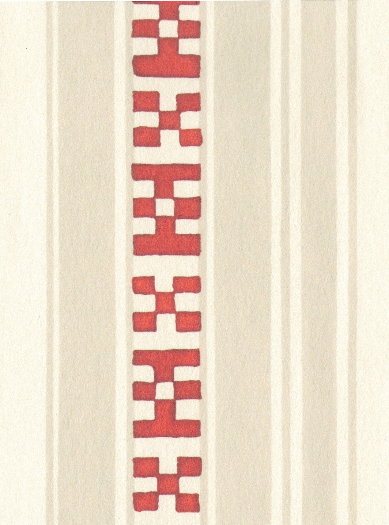 Decors Barbares-Rayures Broderies in Red and Beige